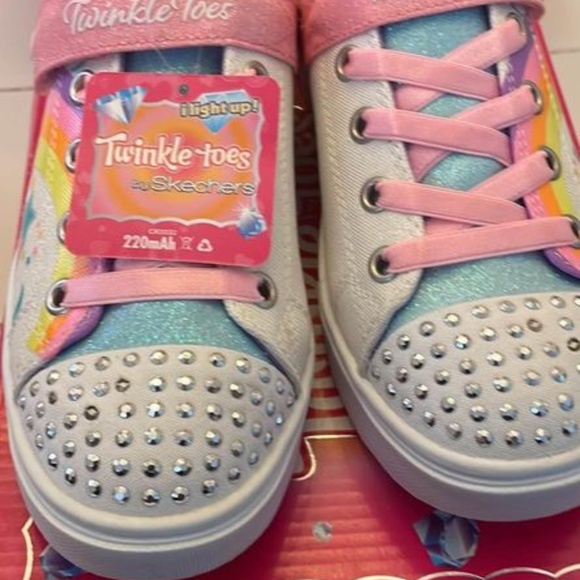 BRAND NEW girl skechers unicorn velcro lightup toes shoes size 2.5Y - Picture 5 of 8
